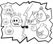 Coloriage Angry Birds et leurs ennemis