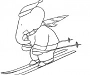 Coloriage et dessins gratuit Babar fait du ski à imprimer