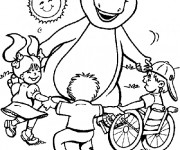 Coloriage et dessins gratuit Barney joue avec les enfants à imprimer