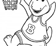 Coloriage Barney joue de la basket