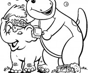 Coloriage et dessins gratuit Barney néttoie de l'éléphant à imprimer