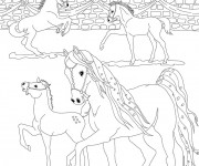 Coloriage Bella Sara: Les chevaux s'amusent
