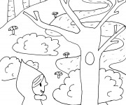 Coloriage et dessins gratuit Chaperon Rouge dans la forêt à imprimer