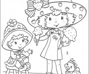 Coloriage Charlotte aux fraises et sa petite copine mange la glace