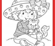 Coloriage Charlotte aux fraises et son chat