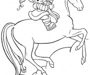 Coloriage Charlotte  aux fraises sur son cheval