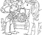 Coloriage et dessins gratuit Dessin charlotte avec son cheval à imprimer