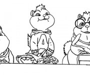 Coloriage Chipmunks entrain de manger