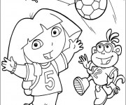 Coloriage Dora aime le football