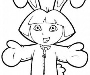 Coloriage Dora déguisé en un lapin