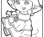 Coloriage Dora en robe dessin animé