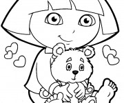 Coloriage Dora et son nounours