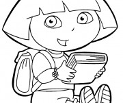 Coloriage Dora tient un livre pour lire