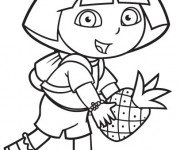 Coloriage Dora tient une ananas