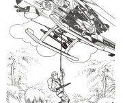Coloriage et dessins gratuit Un soldat descend du hélicoptere à imprimer