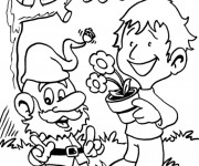 Coloriage et dessins gratuit Dessin Gnomes et enfant à imprimer
