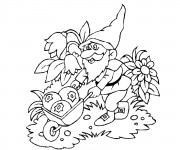 Coloriage et dessins gratuit Gnomes et fruits à imprimer