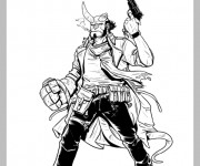 Coloriage et dessins gratuit Hellboy avec corne cassé à imprimer