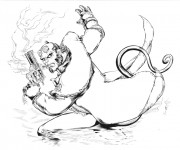 Coloriage et dessins gratuit Hellboy en fumant son cigar à imprimer