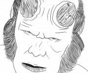 Coloriage et dessins gratuit Le visage de Hellboy dessin à imprimer