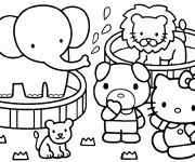 Coloriage et dessins gratuit Hello Kitty s'amuse à imprimer