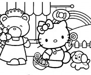 Coloriage et dessins gratuit Hello Kitty se promène à imprimer