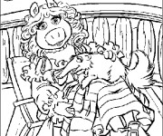 Coloriage Marionnette Miss Piggy sur un bateau
