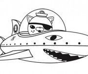 Coloriage et dessins gratuit Captain Barnacles dans un vaisseau en forme de requin à imprimer