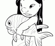 Coloriage Lilo et le poisson pour enfant