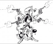Coloriage et dessins gratuit Cowboy Lucky Luke et son Chien Sheriff à imprimer