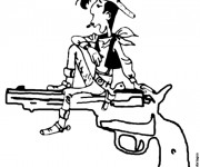 Coloriage et dessins gratuit Lucky Luke sur son Pistolet à imprimer