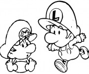 Coloriage Bébé Mario et bébé Luigi