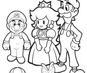 Coloriage Luigi avec ses amis Mario et la princesse