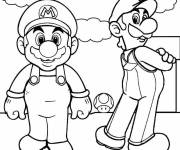 Coloriage Luigi avec son frère Mario