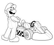 Coloriage Luigi est prêt pour la course