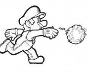 Coloriage Luigi et boule de feu