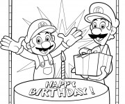 Coloriage Luigi et Mario anniversaire