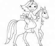 Coloriage et dessins gratuit Petite Princesse sur cheval à imprimer