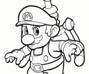Coloriage et dessins gratuit Mario Bros en volant à imprimer