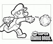 Coloriage Mario et boule de feu