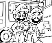 Coloriage Mario et Luigi dans la ville