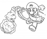 Coloriage et dessins gratuit Mario lance sa boule de feu à imprimer