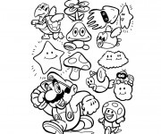 Coloriage Mario et ses amis facile