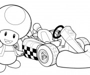 Coloriage et dessins gratuit Dessin Toad et voiture de course en couleur à imprimer