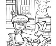 Coloriage et dessins gratuit Masha joue avec le lièvre à imprimer