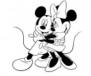 Coloriage et dessins gratuit Mickey et Minnie amoureux à imprimer
