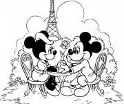Coloriage Mickey et Minnie se dînent à Paris