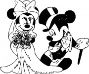 Coloriage et dessins gratuit Mickey et Minnie se marient à imprimer