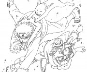 Coloriage et dessins gratuit Naruto Uzumaki et ses animaux à imprimer