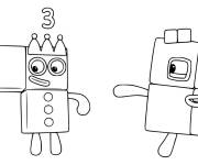 Coloriage Les personnages 1n 3 et 4 de Numberblocks